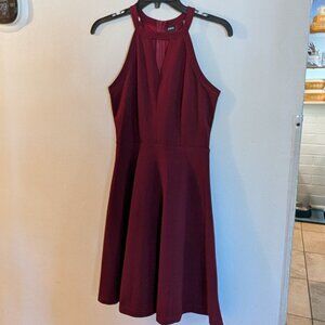 Maroon high neck party dress